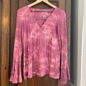 American Eagle Outfitters Soft & Sexy Pink Tie-Dye Long Sleeve Top